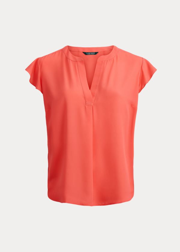 Ralph Lauren Georgette Flutter-Sleeve Top Dame Danmark (NPWMD4576)